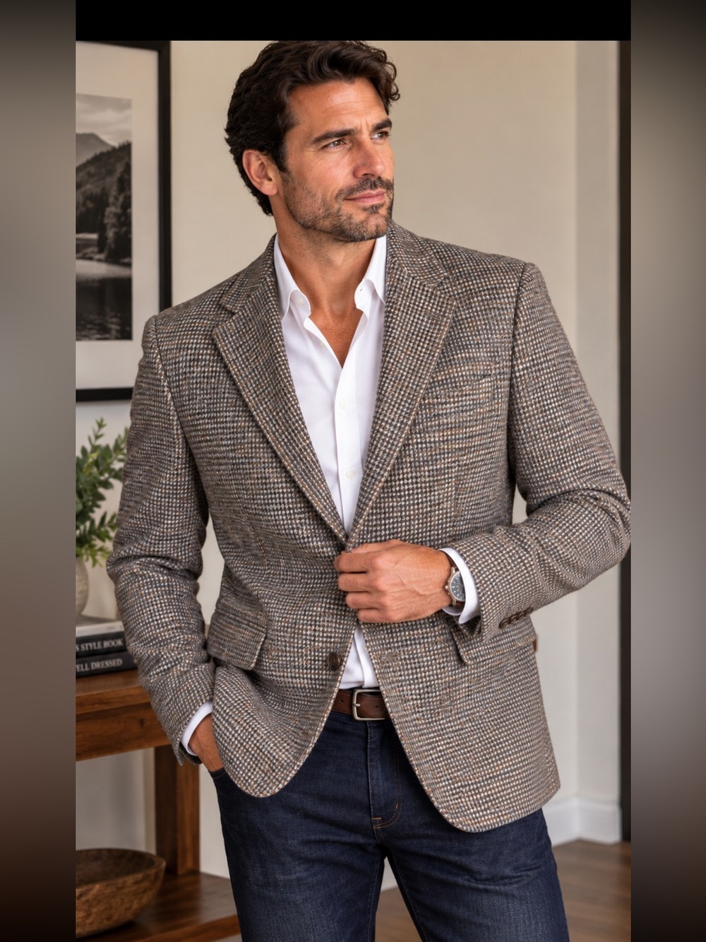 Men's Classic Tweed Blazer in Gray